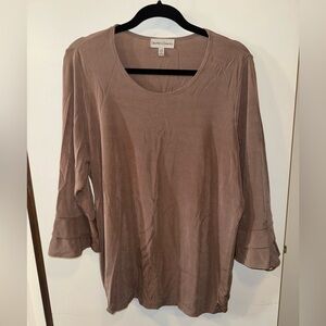 Drapers & Damons Women’s Tiered Bell Sleeve Tunic Shirt Top Mocha/Tan Size Large